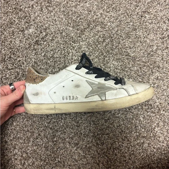  White Sneakers with Black Laces and Colorful Accents Golden Goose White Sneakers with Black Laces and Colorful  main image 3